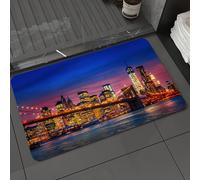 DALEXHM Microfibre Bath Mat, Door Mat, Pet Mat,Bathroom Rug Machine Washable,Non-slip,Super absorbent,Extra Soft,New York, Who Never Sleeps Reflections on Photo Photography,24x39in