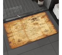 DALEXHM Microfibre Bath Mat, Door Mat, Pet Mat,Bathroom Rug Machine Washable,Non-slip,Super absorbent,Extra Soft,Island Map Set, Highly Detailed Grungy Rustic Pirates Gold Treasure Map, Histo,24x39in