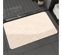 DALEXHM Microfibre Bath Mat, Door Mat, Pet Mat,Bathroom Rug Machine Washable,Non-slip,Super absorbent,Extra Soft,Ivory,Shabby Chic Ornamental Floral Curved Leaves Blooms Classic Feminine Flou,20x31in