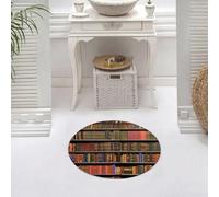 DALEXHM Microfibre Bath Mat, Door Mat, Pet Mat,Bathroom Rug Machine Washable,Non-slip,Super absorbent,Extra Soft,Vintage Library Bookcase for Child Education Retro Book on Bookshelf in Librar,24x24in