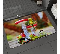 DALEXHM Microfibre Bath Mat, Door Mat, Pet Mat,Bathroom Rug Machine Washable,Non-slip,Super absorbent,Extra Soft,Porcelain frog cartoon funny frog mushroom,20x31in