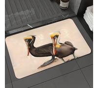 DALEXHM Microfibre Bath Mat, Door Mat, Pet Mat,Bathroom Rug Machine Washable,Non-slip,Super absorbent,Extra Soft,two mature brown cans parallel to each other on pilings sticking out of the wa,20x31in