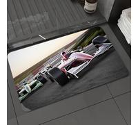 DALEXHM Microfibre Bath Mat, Door Mat, Pet Mat,Bathroom Rug Machine Washable,Non-slip,Super absorbent,Extra Soft,Red race car close up front view on a track leading the pack with motion Blur.,24x39in
