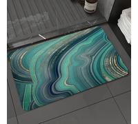 DALEXHM Microfibre Bath Mat, Door Mat, Pet Mat,Bathroom Rug Machine Washable,Non-slip,Super absorbent,Extra Soft,Marbled blue white green and turquoise abstract background. Liquid marble patt,16x24in