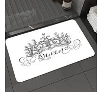 DALEXHM Microfibre Bath Mat, Door Mat, Pet Mat,Bathroom Rug Machine Washable,Non-slip,Super absorbent,Extra Soft,Queen, Hand Drawn Crown With Queen Lettering Anti Baroque Style,24x39in