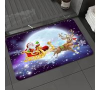 DALEXHM Microfibre Bath Mat, Door Mat, Pet Mat,Bathroom Rug Machine Washable,Non-slip,Super absorbent,Extra Soft,Christmas cartoon illustration of Santa clause in his sleigh or sled flying in,24x39in