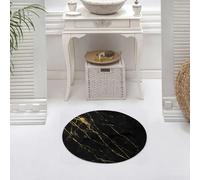 DALEXHM Microfibre Bath Mat, Door Mat, Pet Mat,Bathroom Rug Machine Washable,Non-slip,Super absorbent,Extra Soft,Black and Gold Marble Design Artwork,24x24in