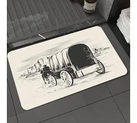 DALEXHM Microfibre Bath Mat, Door Mat, Pet Mat,Bathroom Rug Machine Washable,Non-slip,Super absorbent,Extra Soft,Western, Old Traditional Wagon Wild West Prairie pioneer,24x39in