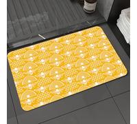 DALEXHM Microfibre Bath Mat, Door Mat, Pet Mat,Bathroom Rug Machine Washable,Non-slip,Super absorbent,Extra Soft,The white bees, beehives and honeycombs on the yellow background form a rural,20x31in