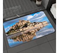 DALEXHM Microfibre Bath Mat, Door Mat, Pet Mat,Bathroom Rug Machine Washable,Non-slip,Super absorbent,Extra Soft,Beautiful views of the famous castle Mont Saint Michel in Normandy France,24x39in