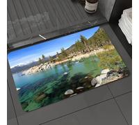 DALEXHM Microfibre Bath Mat, Door Mat, Pet Mat,Bathroom Rug Machine Washable,Non-slip,Super absorbent,Extra Soft,Lake Tahoe,Scenic American Places Mountains with Snow Rocks in The Lake Califo,20x31in
