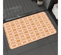 DALEXHM Microfibre Bath Mat, Door Mat, Pet Mat,Bathroom Rug Machine Washable,Non-slip,Super absorbent,Extra Soft,Orange and Beige, Vintage Victorian Pattern, Baroque Leaves and Flowers (,20x31in