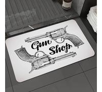 DALEXHM Microfibre Bath Mat, Door Mat, Pet Mat,Bathroom Rug Machine Washable,Non-slip,Super absorbent,Extra Soft,Western, Modern Western Movies Cowboy Texas Times Sketchy Style Two Pistol Pis,20x31in