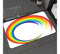 DALEXHM Microfibre Bath Mat, Door Mat, Pet Mat,Bathroom Rug Machine Washable,Non-slip,Super absorbent,Extra Soft,Rainbow, watercolor brush stroke rainbow,24x39in