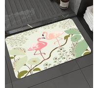 DALEXHM Microfibre Bath Mat, Door Mat, Pet Mat,Bathroom Rug Machine Washable,Non-slip,Super absorbent,Extra Soft,Peacock, blooming floral background with a pair of flamingos on a tree branch,20x31in
