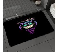 DALEXHM Microfibre Bath Mat, Door Mat, Pet Mat,Bathroom Rug Machine Washable,Non-slip,Super absorbent,Extra Soft,Smile Cheshire Cat black and white drawing,16x24in