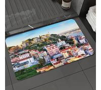 DALEXHM Microfibre Bath Mat, Door Mat, Pet Mat,Bathroom Rug Machine Washable,Non-slip,Super absorbent,Extra Soft,Sao Jorge Castle in Lisbon, Portugal,24x39in