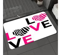 DALEXHM Microfibre Bath Mat, Door Mat, Pet Mat,Bathroom Rug Machine Washable,Non-slip,Super absorbent,Extra Soft,Pink Zebra, I Love You Calligraphy Zebra Stripes Hearts Valentines Illustratio,20x31in