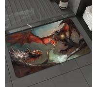 DALEXHM Microfibre Bath Mat, Door Mat, Pet Mat,Bathroom Rug Machine Washable,Non-slip,Super absorbent,Extra Soft,Dragon, the life and death confrontation between twin evil dragons,24x39in