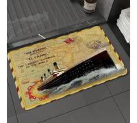 DALEXHM Microfibre Bath Mat, Door Mat, Pet Mat,Bathroom Rug Machine Washable,Non-slip,Super absorbent,Extra Soft,Titanic retro map，The largest ship on the antique map of Titanic，Titanic on ol,16x24in