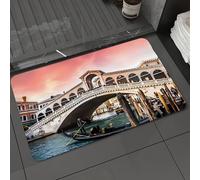 DALEXHM Microfibre Bath Mat, Door Mat, Pet Mat,Bathroom Rug Machine Washable,Non-slip,Super absorbent,Extra Soft,Venice sunset, the iconic Rialto bridge and gondola in the canal, drawn by the,20x31in