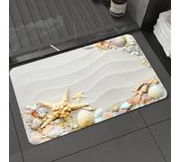 DALEXHM Microfibre Bath Mat, Door Mat, Pet Mat,Bathroom Rug Machine Washable,Non-slip,Super absorbent,Extra Soft,Beach, shallow sand, shells, starfish,20x31in