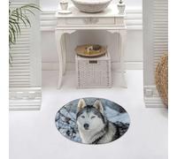 DALEXHM Microfibre Bath Mat, Door Mat, Pet Mat,Bathroom Rug Machine Washable,Non-slip,Super absorbent,Extra Soft,Siberian husky with blue eyes in the snow,24x24in