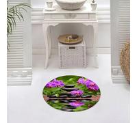 DALEXHM Microfibre Bath Mat, Door Mat, Pet Mat,Bathroom Rug Machine Washable,Non-slip,Super absorbent,Extra Soft,Spa - with orchids, stones, purple orchids, pebbles and water reflections, bla,24x24in