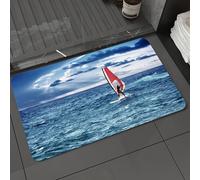 DALEXHM Microfibre Bath Mat, Door Mat, Pet Mat,Bathroom Rug Machine Washable,Non-slip,Super absorbent,Extra Soft,Windsurfing at sea, red sail and waves, blue ocean, outdoor,20x31in