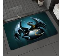 DALEXHM Microfibre Bath Mat, Door Mat, Pet Mat,Bathroom Rug Machine Washable,Non-slip,Super absorbent,Extra Soft,Dragon, a dark golden beast on a blue background,20x31in