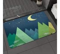 DALEXHM Microfibre Bath Mat, Door Mat, Pet Mat,Bathroom Rug Machine Washable,Non-slip,Super absorbent,Extra Soft,Landscape with mountains and shiny moon and stars - vector flat style design.,20x31in
