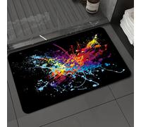 DALEXHM Microfibre Bath Mat, Door Mat, Pet Mat,Bathroom Rug Machine Washable,Non-slip,Super absorbent,Extra Soft,Colourful bright ink splat design with a black background,24x39in