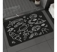 DALEXHM Microfibre Bath Mat, Door Mat, Pet Mat,Bathroom Rug Machine Washable,Non-slip,Super absorbent,Extra Soft,Space kit. Meteorite shooting star comet planets Saturn satellite moon rocket,20x31in
