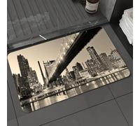 DALEXHM Microfibre Bath Mat, Door Mat, Pet Mat,Bathroom Rug Machine Washable,Non-slip,Super absorbent,Extra Soft,New York, Queensboro Bridge, Night, sepia, NY, artprints, Urban, View, City, t,20x31in