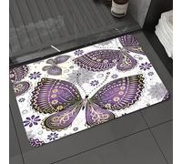 DALEXHM Microfibre Bath Mat, Door Mat, Pet Mat,Bathroom Rug Machine Washable,Non-slip,Super absorbent,Extra Soft,Seamless pattern with gold butterflies paisley flowers on the white background,24x39in