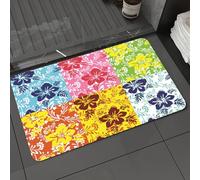 DALEXHM Microfibre Bath Mat, Door Mat, Pet Mat,Bathroom Rug Machine Washable,Non-slip,Super absorbent,Extra Soft,Tropical floral patchwork, six different floral patterns in a set of colorful,20x31in