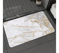DALEXHM Microfibre Bath Mat, Door Mat, Pet Mat,Bathroom Rug Machine Washable,Non-slip,Super absorbent,Extra Soft,Marble, luxurious texture of gilt white marble,16x24in