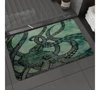 DALEXHM Microfibre Bath Mat, Door Mat, Pet Mat,Bathroom Rug Machine Washable,Non-slip,Super absorbent,Extra Soft,Art octopus design, detail a stylized octopus with decorative pattern with rot,16x24in