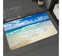 DALEXHM Microfibre Bath Mat, Door Mat, Pet Mat,Bathroom Rug Machine Washable,Non-slip,Super absorbent,Extra Soft,Beach With Foamy Waves On The Theme Of Vacations By The Sea Empty, coastal,16x24in