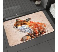 DALEXHM Microfibre Bath Mat, Door Mat, Pet Mat,Bathroom Rug Machine Washable,Non-slip,Super absorbent,Extra Soft,Fox, a red fox portrait with vibrant watercolor brushstrokes,20x31in