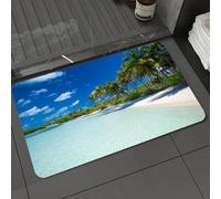 DALEXHM Microfibre Bath Mat, Door Mat, Pet Mat,Bathroom Rug Machine Washable,Non-slip,Super absorbent,Extra Soft,Unique Ocean, Relax Beach Resort Spa and Palm Trees P,20x31in