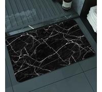 DALEXHM Microfibre Bath Mat, Door Mat, Pet Mat,Bathroom Rug Machine Washable,Non-slip,Super absorbent,Extra Soft,Black and white cracked marble stone wall texture seamless background,24x39in