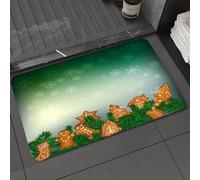 DALEXHM Microfibre Bath Mat, Door Mat, Pet Mat,Bathroom Rug Machine Washable,Non-slip,Super absorbent,Extra Soft,Christmas background with gingerbreads snowflakes and fir branches,16x24in