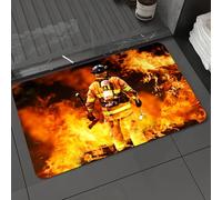 DALEXHM Microfibre Bath Mat, Door Mat, Pet Mat,Bathroom Rug Machine Washable,Non-slip,Super absorbent,Extra Soft,In to the fire a Firefighter searches for possible survivors,20x31in