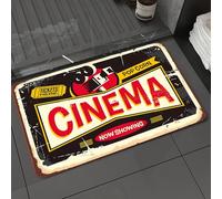 DALEXHM Microfibre Bath Mat, Door Mat, Pet Mat,Bathroom Rug Machine Washable,Non-slip,Super absorbent,Extra Soft,Cinema retro tin signwith movie camera and cinema ticket on black background.,20x31in