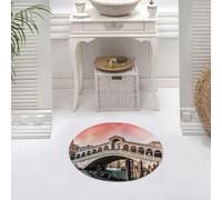 DALEXHM Microfibre Bath Mat, Door Mat, Pet Mat,Bathroom Rug Machine Washable,Non-slip,Super absorbent,Extra Soft,Venice sunset, the iconic Rialto bridge and gondola in the canal, drawn by the,24x24in