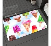 DALEXHM Microfibre Bath Mat, Door Mat, Pet Mat,Bathroom Rug Machine Washable,Non-slip,Super absorbent,Extra Soft,Surreal, exotic ice cream motif with a raspberry and kiwi flavor. Colorful dis,16x24in