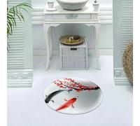 DALEXHM Microfibre Bath Mat, Door Mat, Pet Mat,Bathroom Rug Machine Washable,Non-slip,Super absorbent,Extra Soft,Japanese Koi Carp Fish Couple Swimming With Sakura Blossom Branch Cultivation,24x24in