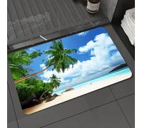 DALEXHM Microfibre Bath Mat, Door Mat, Pet Mat,Bathroom Rug Machine Washable,Non-slip,Super absorbent,Extra Soft,tropical island，beach on Mahe island in Seychelles,24x39in