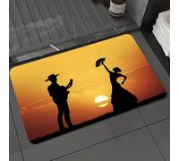 DALEXHM Microfibre Bath Mat, Door Mat, Pet Mat,Bathroom Rug Machine Washable,Non-slip,Super absorbent,Extra Soft,Silhouettes of young woman and cowboy man. Love couple,20x31in
